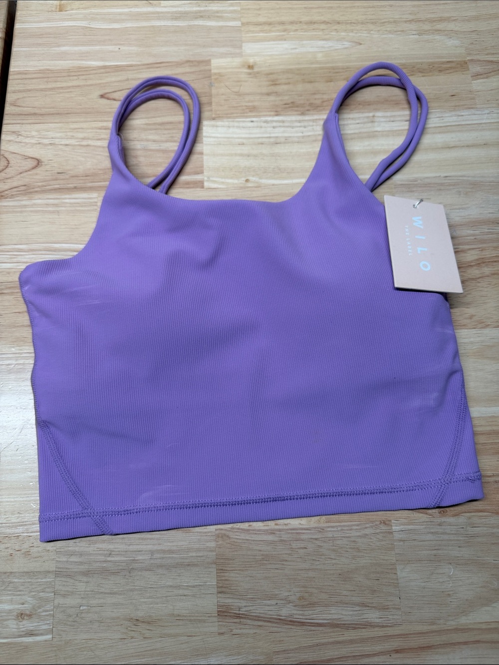 Willow Brand Lavender Ribbed Double-Strap Crop Tank Size S